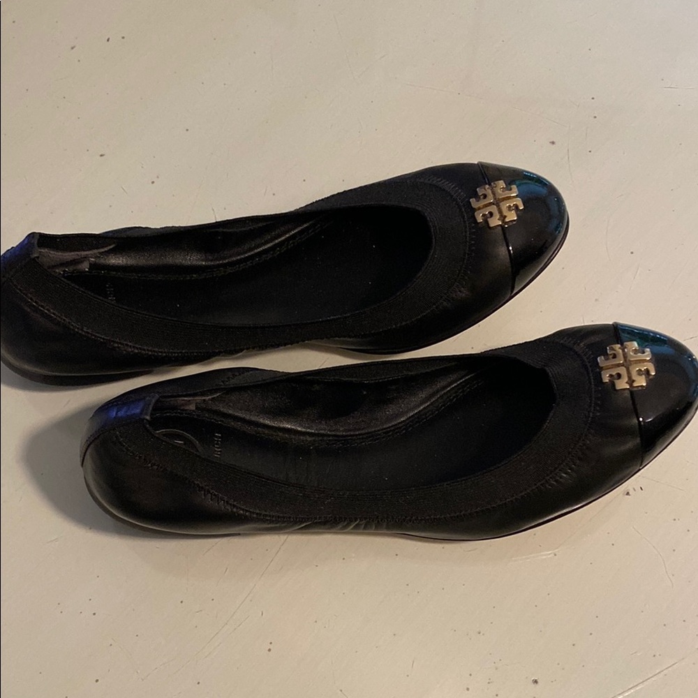 Tory Burch Black Flats with Gold Detail